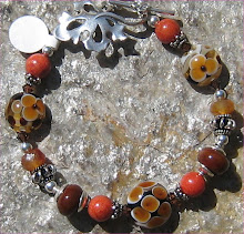 Autumn Leaves and Floral Lampwork Bracelet