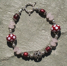 Cranberry Pearl and Rose Quartz Lampwork