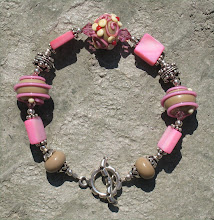Pink and Tan Lampwork with Pink Sea Shell