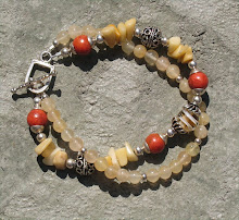 Yellow Jade and Sponge Coral Double Strand Bracelet