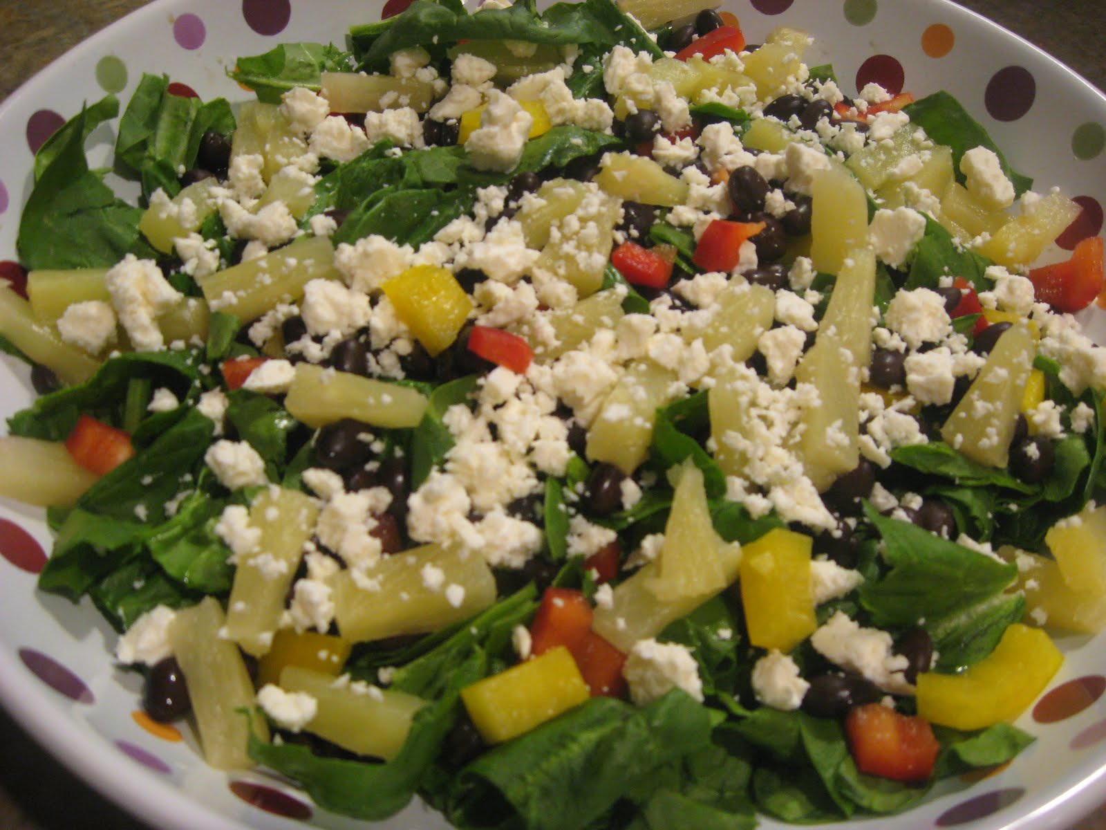 Falk Four's Kitchen Spinach, Black Bean & Pineapple Salad