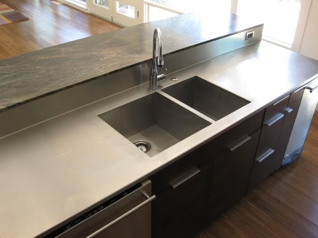 C2 Design home furnishings: Stainless steel countertop with integrated