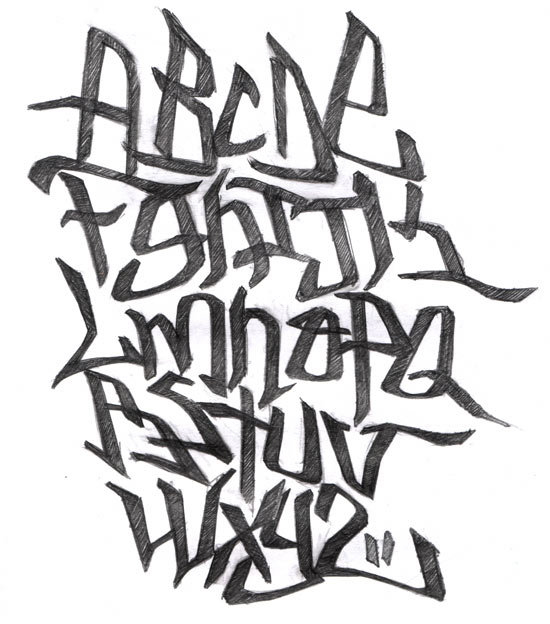 Graffitis letras wildstyle abecedario - Imagui