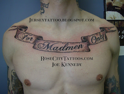 tattoo lettering Chest Banner Tattoo Freehand banner