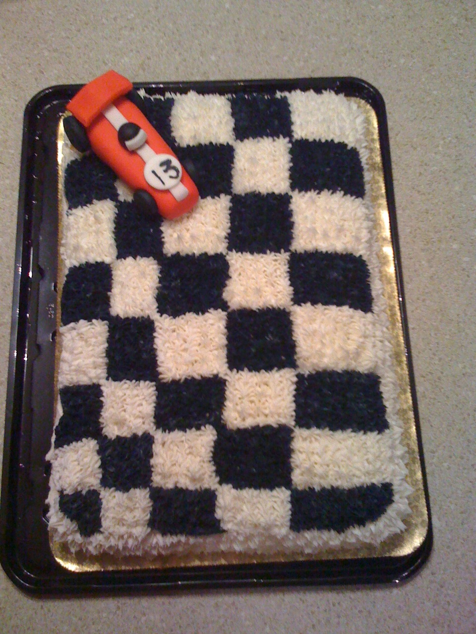 PieceofCake Race Car/Checkered Flag Cake