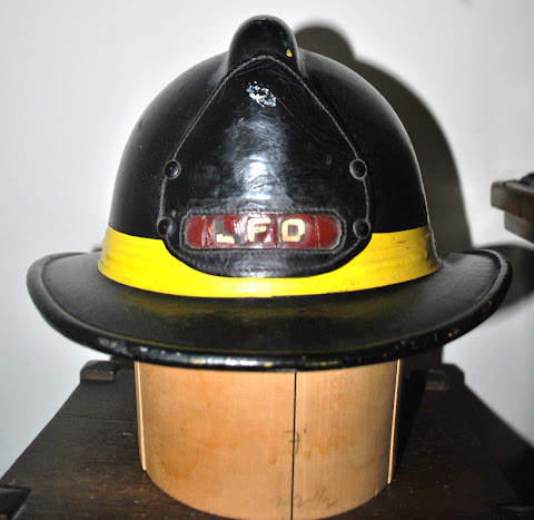 My husband's grandfather's leather fireman's helmet