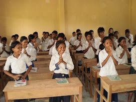 Older Students Greeting Teacher