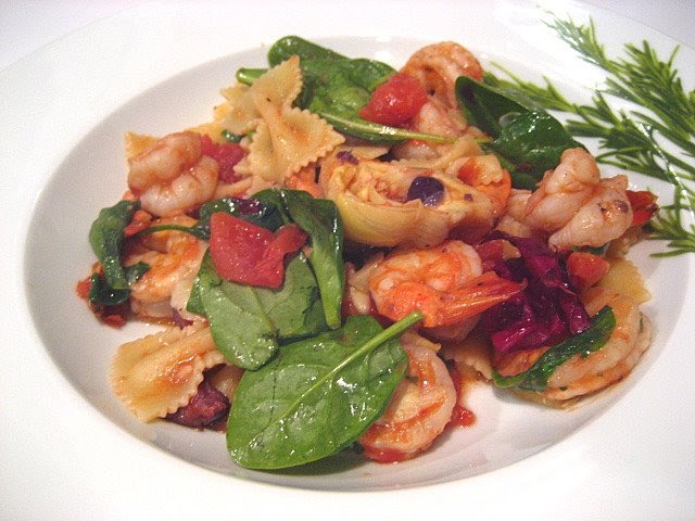Farfalle w/ Shrimp Artichokes & Spinach