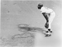 photo - baseball player Richie Allen scrawls boo on dirt