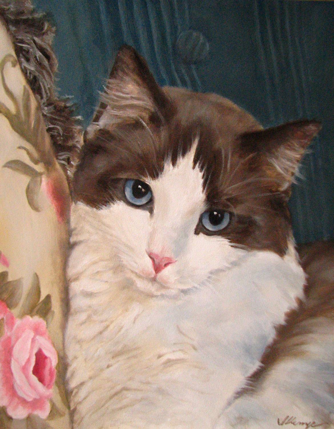 jeanne illenye looking after them... Oil Painting Pet Portrait Ragdoll
