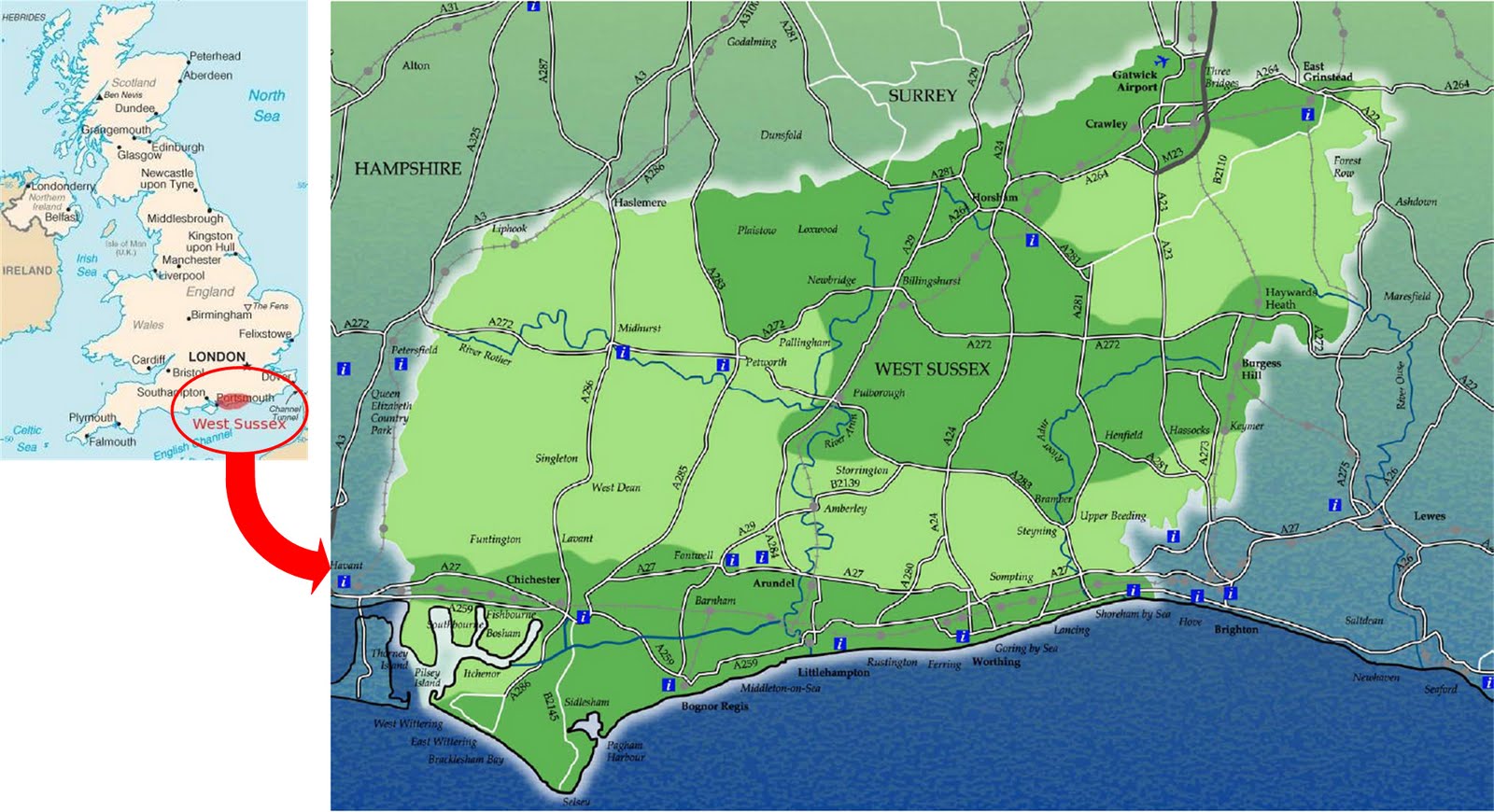 International Study Of RE Regions West Sussex County.