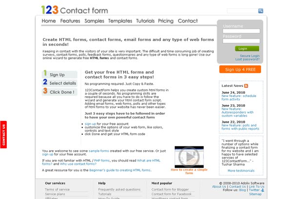 123contactform.com free contact form service