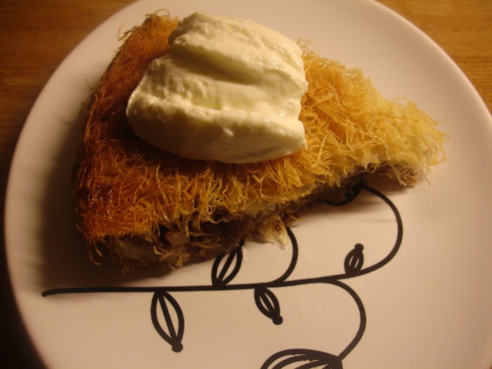 libyan food Ramadan Pastry with Shredded Coconut and Raisins Kunafa