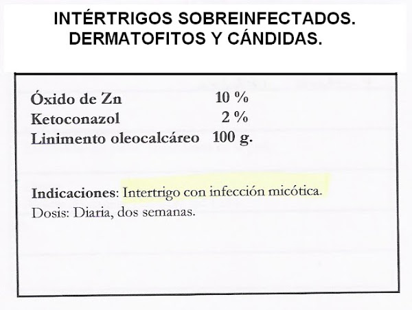 Fórmula Magistral . Intértrigo sobreinfectado.