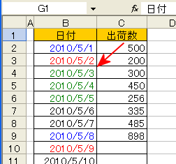 ゴールデンウィークの色が変更された