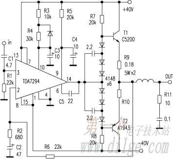 Wiring Schematic diagram: TDA7294 High Power Output Amplifier TDA 7294