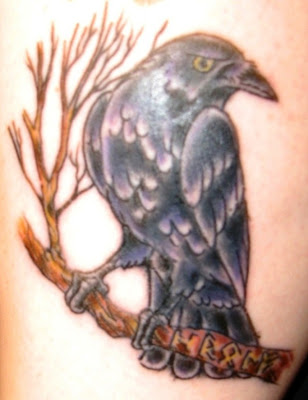 Raven in a Branch Tattoo