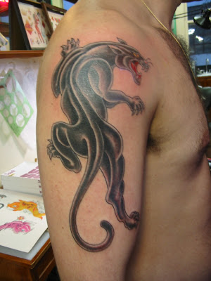 Black Panther Tattoo in the Shoulder [Image Credit: Link]