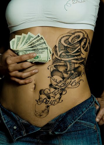 Money Tattoos Girls on Ribs - Ready Sense