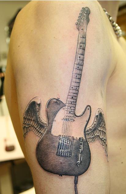 guitar tattoo designs for men on shoulders