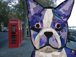 Bosty the Boston Terrier by collage artist Megan Coyle