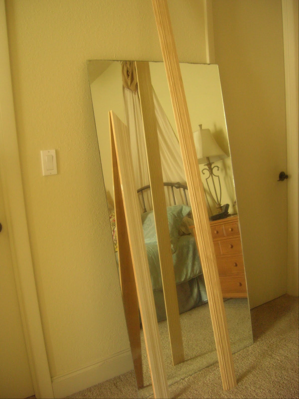 Cheap Chic Home Making a Stand Up Mirror I did it!