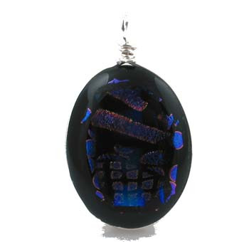 blue fused dichroic glass pendant