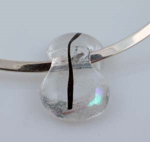 clear and black fused glass pendant slide