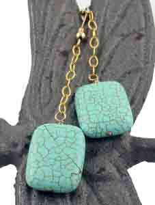 turquoise pillow 14k GF earrings