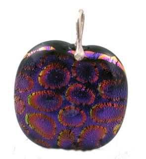 dichroic glass pendant with sterling bail