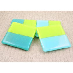 lime green fused glass cocktail coasters