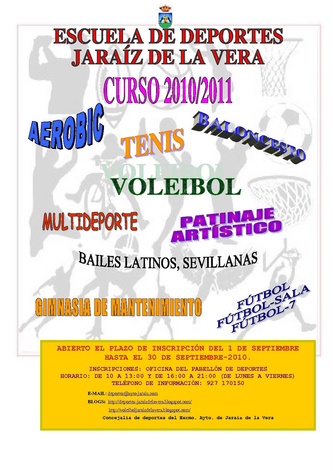 DEPORTES JARAIZ DE LA VERA ESCUELAS DEPORTIVAS 20102011