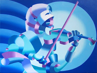 Daily Painters - Abstract Futurist Violin Player, Right - Daily Painter - Original Oil and Acrylic Art - Painting a Day by Northern California Artist Mark A. Webster