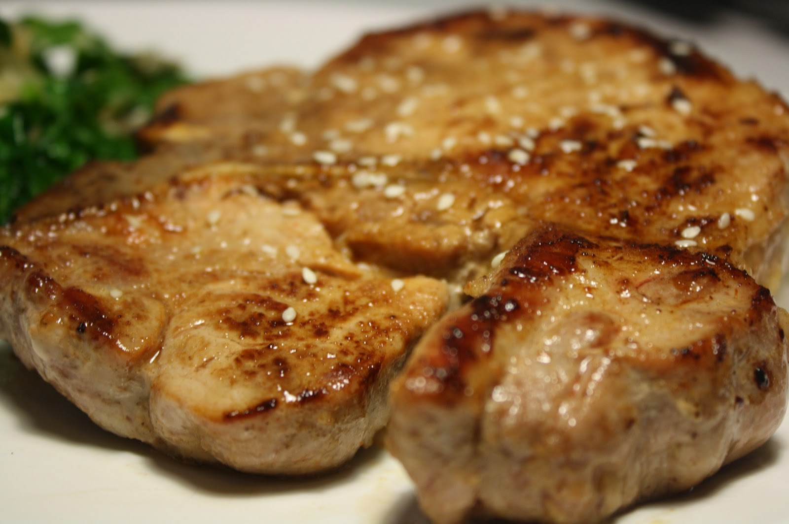 Sriracha Marinated Pork Chop with Asian Kale The Carnivore and the