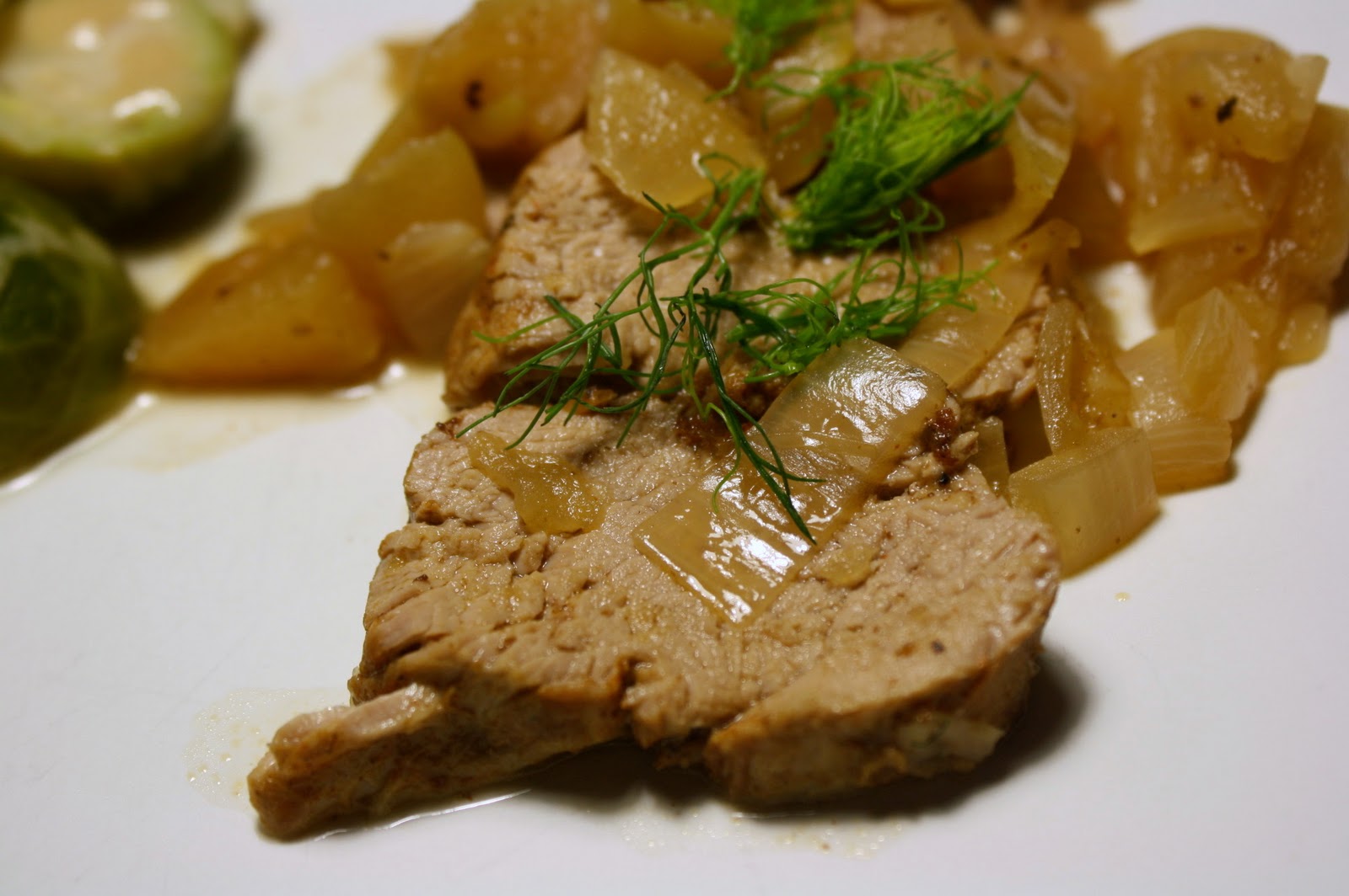 Pork Tenderloin with Braised Fennel and Brussels Sprouts The