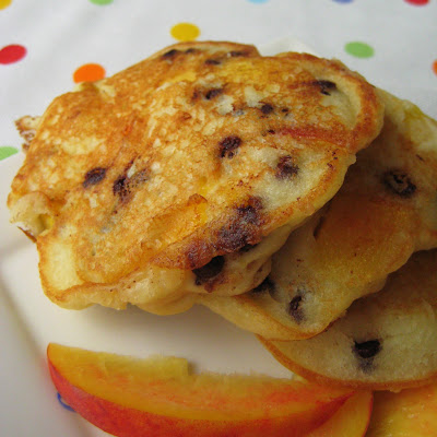 Pancakes with Peaches and Chocolate Chips
