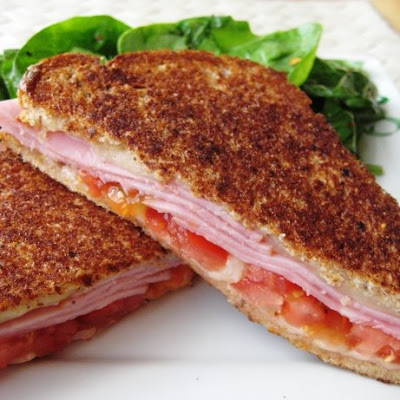 Grilled Cheese, Black Ham & Tomato Sandwich