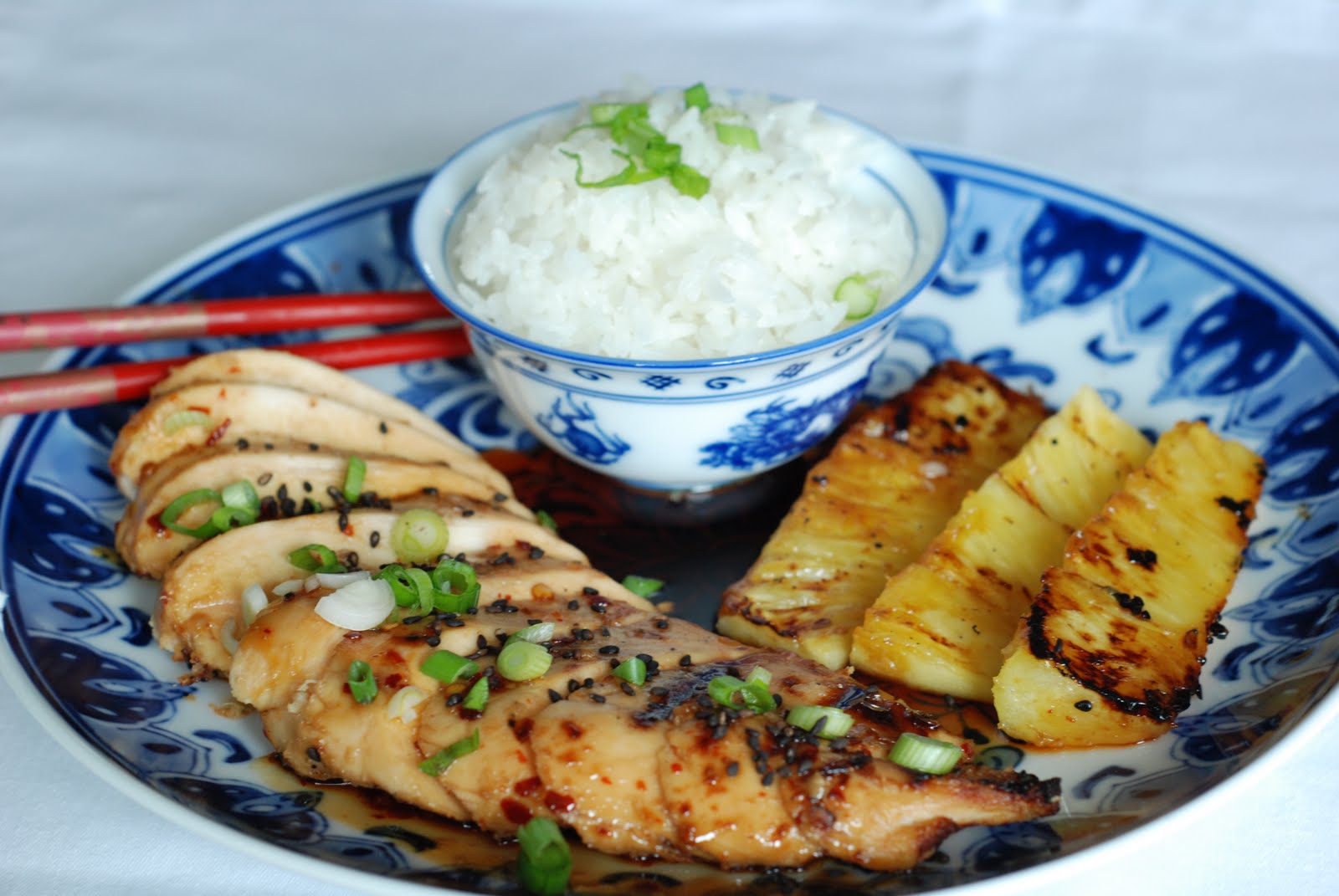 Simply So Good Sticky Coconut Chicken with Grilled Pineapple
