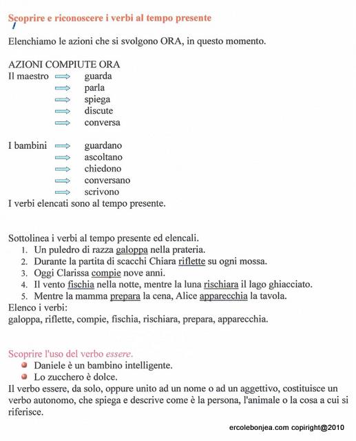 Scoprire E Riconoscere I Tempi Dei Verbi Essere Ed Avere Schede Stampabili