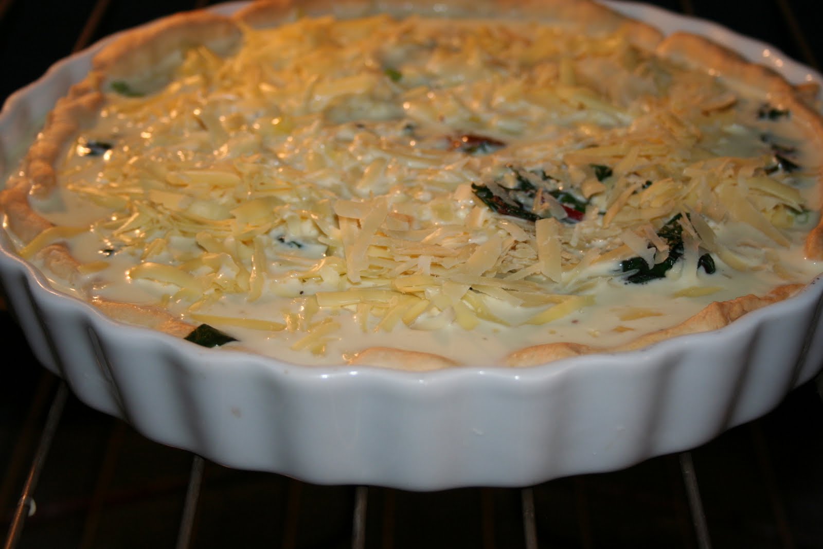 Cheers to Happy Swiss Chard, Pancetta and Mushroom Quiche...