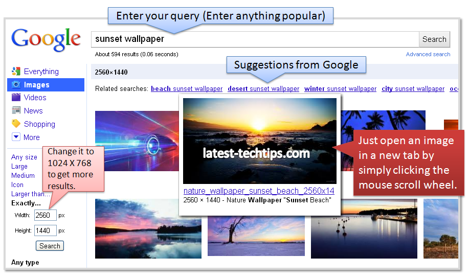 How to Download High Quality HD Sunset Wallpapers using Google