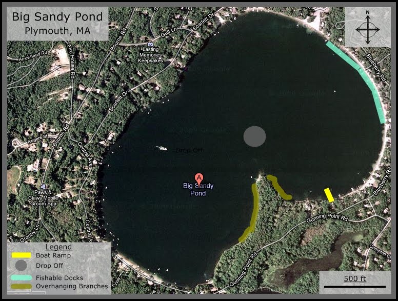 Massachusetts Bass Fishing Spots Big Sandy Pond, Plymouth, MA