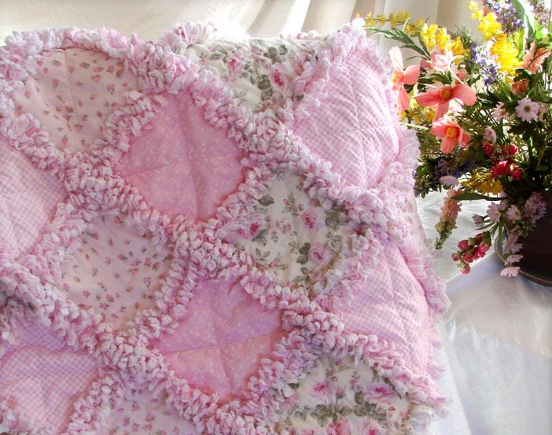 Baby Rag Quilts Sweet Shabby Rose Baby Girl Crib Blanket Rag Quilt