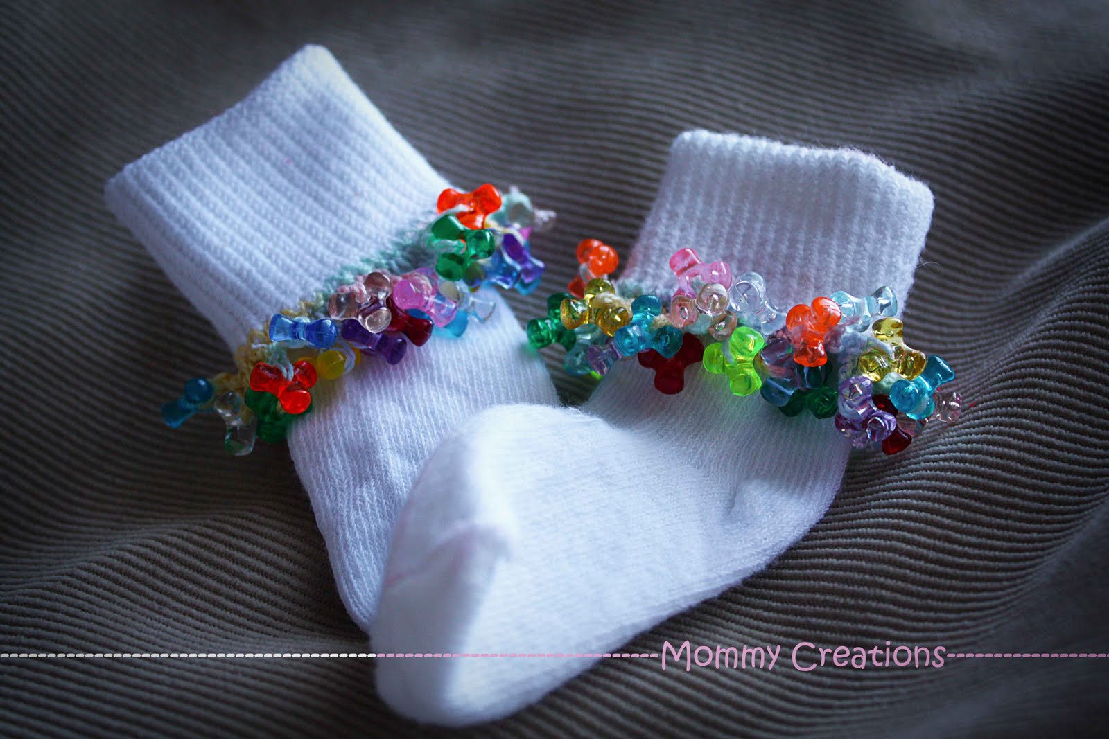 {Mommy} Creations Beaded Ruffle Socks