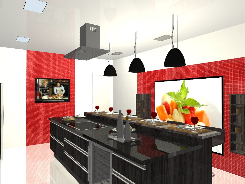 #BE5D0D design de interiores.: Perspectivas em 3D Projeto: Cozinha Gourmet 1024x768 px Projetos De Cozinhas Em 3d #537 imagens