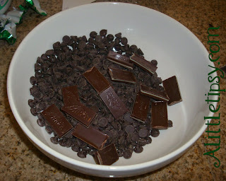 chocolate mint cereal treat sunday crunch chips stirring mints melt microwave often bowl glass power