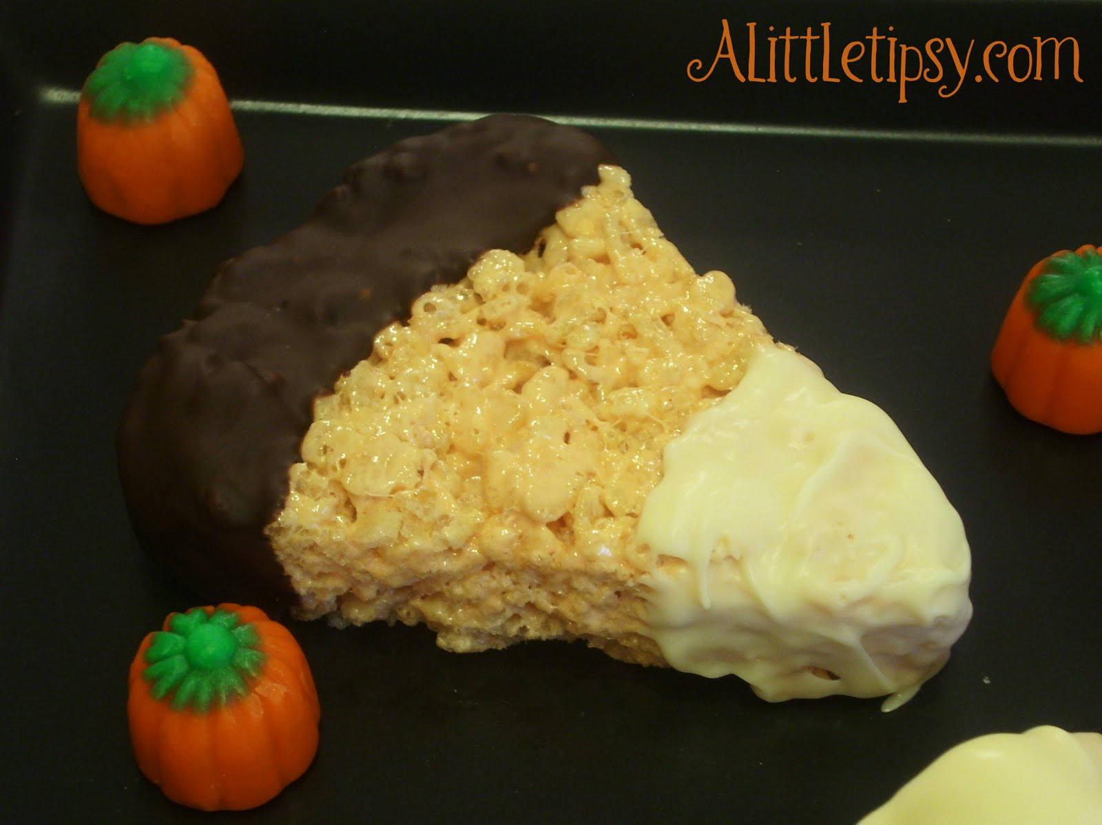 Chocolate Dipped Candy Corn Rice Krispie Treats A Little Tipsy