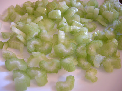 Chop up celery.