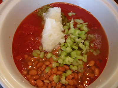 Add celery and onion to crockpot.