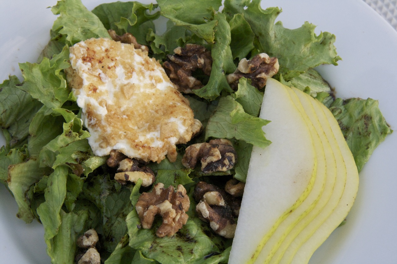 Feast of Joy Warm Goat Cheese, Pear and Walnut Salad